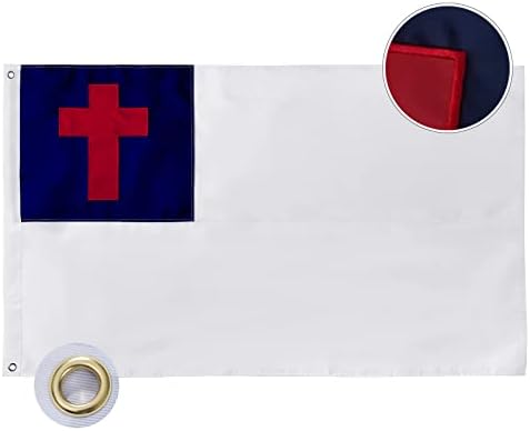 Bradford Christian Flag 3x5 ft Outdoor Made in USA, Embroidered Christian Church Flags for Christianity Easter Day Catholic, Heavy Duty Cross Jesus Flags with 2 Brass Grommets