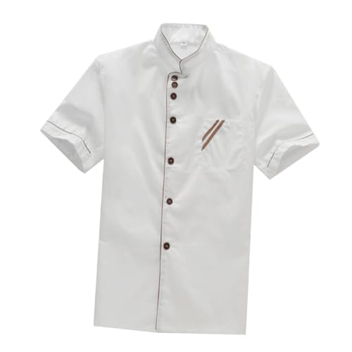 WOFASHPURET Unisex Short Sleeve Chef Coat Oil Proof Easy Wash Casual Loose Fit Ideal for Restaurant Hotel Catering