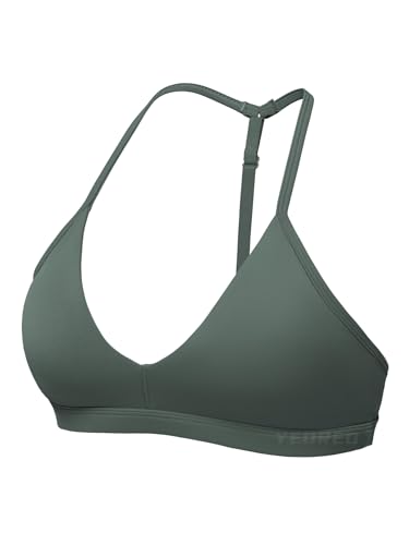 Image of YEOREO CoreFlex Sports Bras for Women Strappy Padded Halter Open Back Light Impact Deep V Neck Yoga Workout Gym Tops