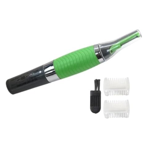 USonline911 Electric Nose Ear Hair Trimmer Rechargeable Men Women Trimming Eyebrows Beard Hair Clipper Hair Removal Shaver & 2X Comb Attachments &1x Cleaning Brush (Green) Cover