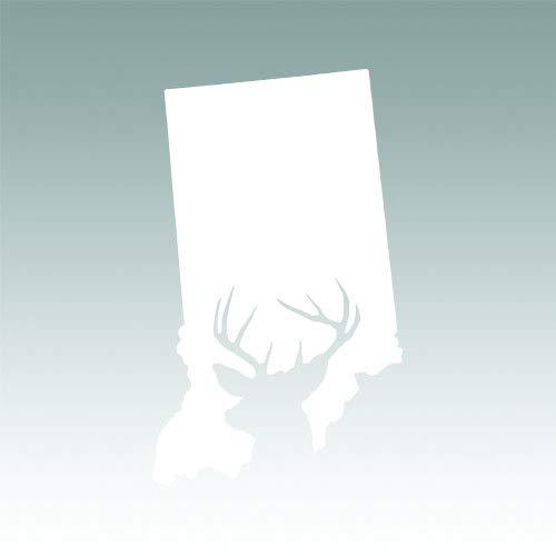 Indiana Deer State Decal, Buck Hunt, White, 3.02