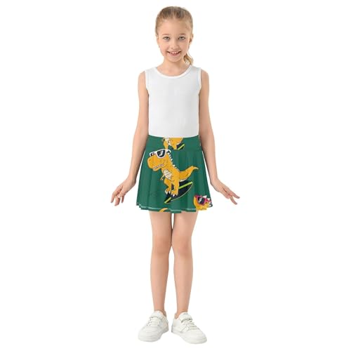 Joisal Skirts with Shorts Cool Dinosaur Funny Green Athletic Shorts Girls Skorts Pleated Pleated Skort 4t3