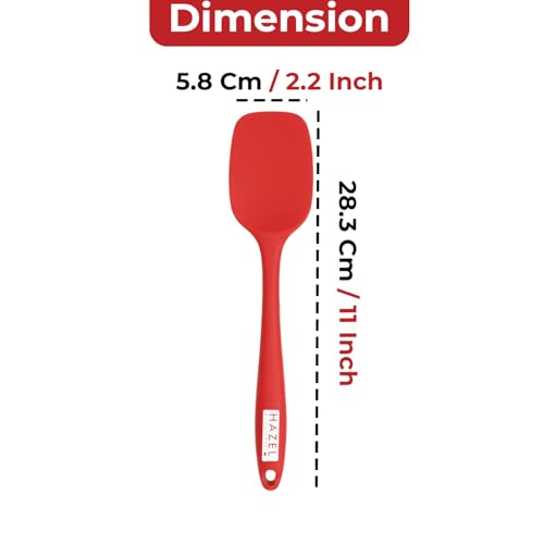 Image of HAZEL Silicone Spoonula 11 inch (Red) | Heat Resistant Flexible Spatula Spoon for Mixing, Scraping & Serving | Non-Stick, Durable & Easy to Clean Baking Tool