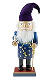 Clever Creations Wizard Nutcracker | Wizard Nutcracker Wearing a Blue Robe Wrapped in a Gold Belt | Accessorized with a Gold Cane, Purple Hat and Clear Crystal | Stands at 10