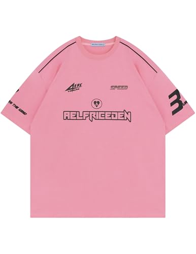Aelfric Eden Mens Graphic Tees Vintage Racing Tees Oversized T Shirt Women Contrast Color Summer Tops