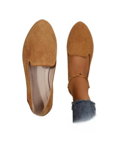 Women's Plain Pattern Medium Width Pointed Toe Textile Flat Shoes Gifts for Her Casual Comfortable Slip on Shoes Daily Footwear Walking Shoes