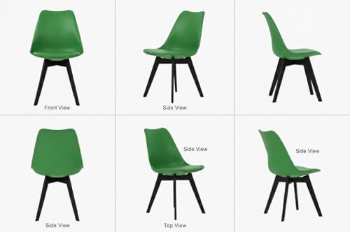 Image of Modern Bar Stool with Black Legs, Green Cushioned Seat, Contemporary Design, Indoor Dining and Kitchen Use