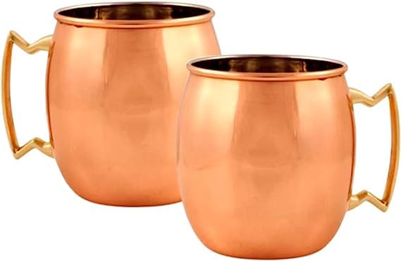 Organic Herbs Copper Mini Moscow Mule Shot Mug 2oz Brass Handle Set of 2