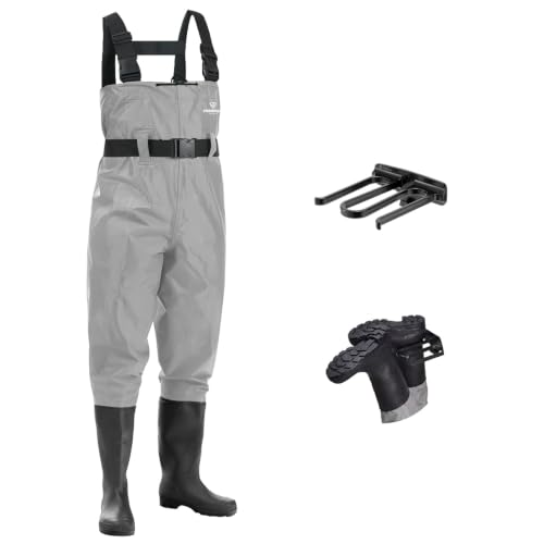 Image of FISHINGSIR Waders for Men Waterproof Women Fishing Chest Wader with Boots | 2-Ply Nylon /PVC, for hunting & fishing, with boot hanger