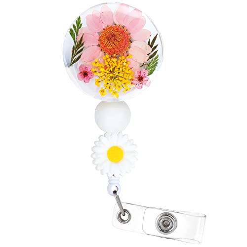 Badge Reels Retractable For Nurses Nursing Badge Reel Nursing Badge Holder With Buddy (Alligator, Pink Floral) #TOP24