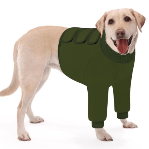 Image of KOESON Dog Front Leg Sleeve to Stop Licking, Soft Cotton Recovery Suit for Dogs After Surgery, Adjustable Leg Elbow Protector for Large Dogs, Breathable Dog Recovery Sleeve Front Leg, ArmyGreen 3XL