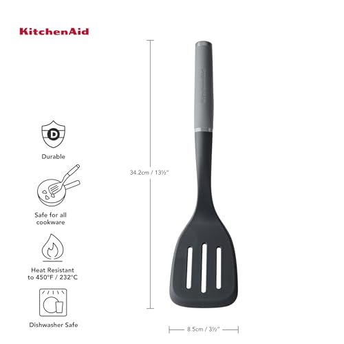 KitchenAid Soft Grip Slotted Turner - Charcoal Grey - Image 4