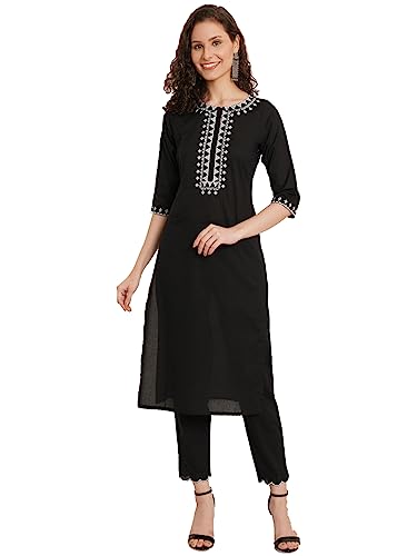 Image of Pure Cotton Embroidered Women Kurta and Pant Set