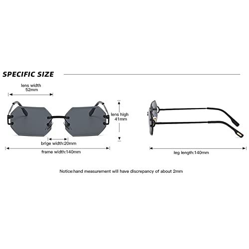 fashion ladies sunglasses rimless octagon uv400 frameless gold metal rectangle glasses for men3