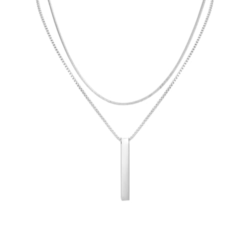 Contenuto della confezione: 1 * Collana in acciaio inox argento con ciondolo a barra per uomo donna + 1 * Collana in acciaio inox uomo Chevrons + 1 * confezione regalo.