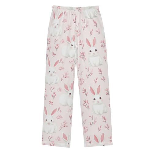 Cute Bunny Boys Pants Boys Athletic Pants Long Pant for Boywith Pockets Wide-Leg Size 6-14Y
