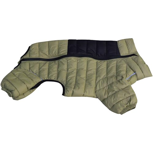 Hundemantel, warme Hundejacke, 4 Beine bedeckt, wasserdicht, Winddicht, reflektierende, warme Hundeweste, Hundeschneejacke für kleine, mittlere und große Hunde.Olive Green M