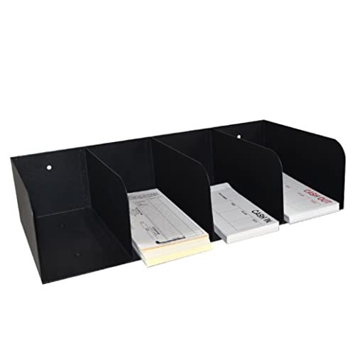 STEELMASTER by BankSupplies Steel Document Organizer - 4-Pockets - Black - Powder Coated Crinkle Finish - Scratch & Chip-Resistant - Check Separator, Deposit Slips, Letter Organizer, Money & Bills