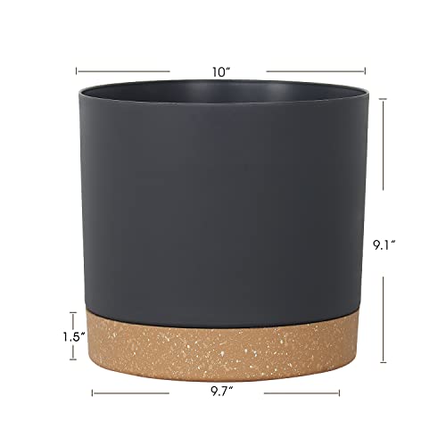 Kubvici Plant Pots For Indoor Plants, 2 Pack 10 Inch Plant Pot Plastic Flower Pots Planters With Drainage Saucer For Indoor Outdoor Garden Home (10" Black) #TOP1