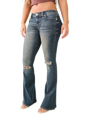 True Religion Joey Twisted Flare Low Rise Jeans with Flap Pockets SN Stitching for Women4