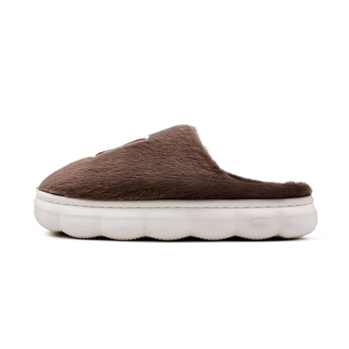 Image of VRITRAZ Men's Plush Winter Slippers | Soft Furry Lined Indoor Slides | Warm Comfortable Anti-Slip Home Footwear