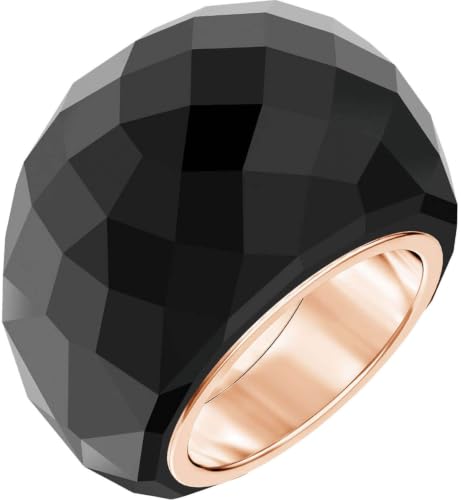 Bague Swarovski noire et or rose taille 55 pour vos soirées chic