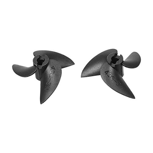 uxcell RC Boat CCW/CW Propeller 4mm Shaft 3 Vanes 36mm 1.4 P Fan Shape Pastic Black Rotating...
