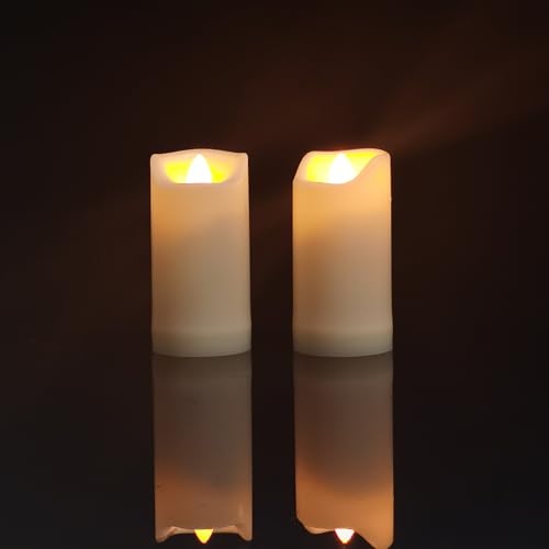Image of 2 Pack LED Flameless Candles Battery Operated Outdoor LED LightFake Flickering Waterproof Candles for Home Decorations Garden Decor Wedding Party Christmas Party (2 inch x 4 inch with timer)