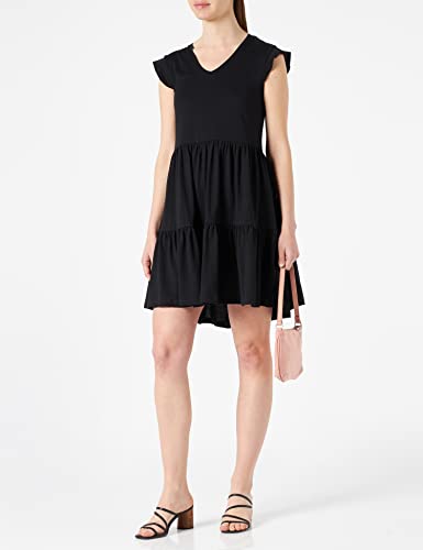 ONLY ONLMAY Life Cap Sleeves Frill Dress JRS Vestido, Negro, M para Mujer