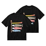 [NBKING] 鯉のぼり 和風 和柄 Tシャツ メンズ 半袖 丸首 綿100% 夏服 カットソー カジュアル おしゃれ 快適 通気性 軽い 柔らかい 3XL