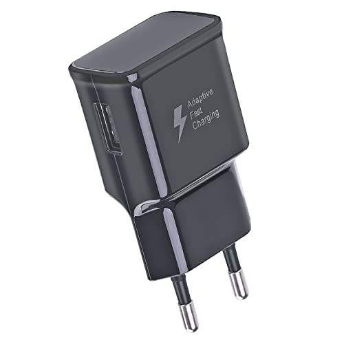 Powersky USB Ladegerät Netzteil für Samsung Phone Galaxy S21, S20, S10, S9, S8, S7 Edge/Plus/Active, Note 20,10, 9, 8, 7, Tablet und Serie A, Netzstecker USB Schnellladegerät Schwarz