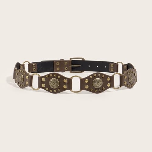 Heart Buckle Waist Belt Punk Chain Heavy Duty Buckle Modern Waistband Waist Chain Studded Belt4