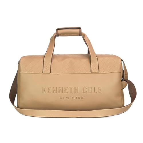 Kenneth Cole Faux Leather Duffle Bag for Travel|Compact and Comfortable for Travelling|Suitable for Men's and Women's|Cabin Luggage Bag, 52 x 24 x 28 Centimeters, Beige