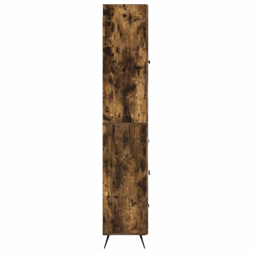 Muebles de madera de roble ahumado con construcción estable, 3 estantes y puertas robustas 6