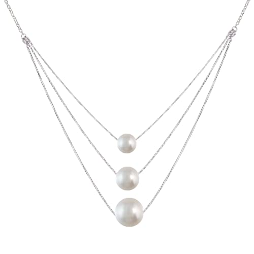 GIVA 925 Silver Delicate Pearl Necklace Rhodium Coated,18k Gold P...