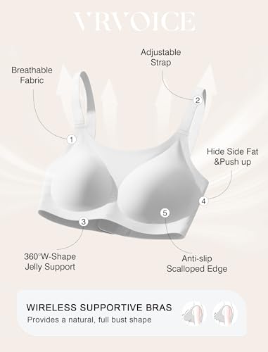 Image of Jelly Wireless Bras for Women No Underwire Push Up Seamless Full Coverage Bralettes Support Lift Everyday Bra