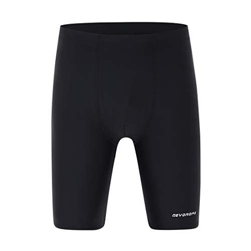 Devoropa Boys' Swim Jammers Youth Competitive Swim Team Suit Quick Dry Athletic Swimming Shorts UPF 50+, Black, Youth Large(US 14-16)