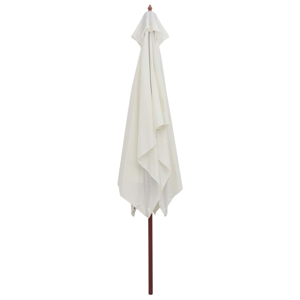 Sombrilla de Madera con Soporte para Mesa o Base Existente, Cubierta de Poliéster Resistente UV y 6 Varillas Robustas, Ideal para Jardín y Patio, Color Teca