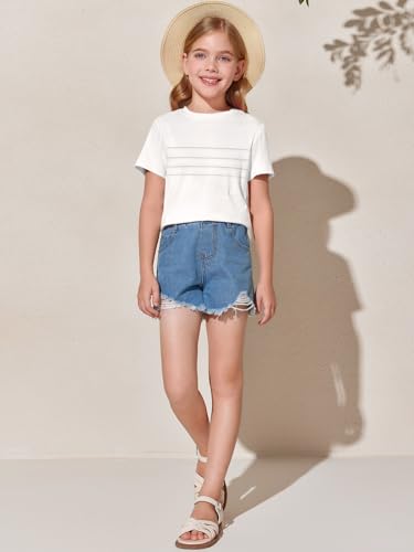 Image of Imily Bela Girls Pleated Short Sleeve T Shirts Kids Summer Crewneck Shirts Casual Tops Tees 5-14 Years