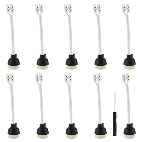 SRunDe 10 pcs GU10 Bases para Lámparas 3A 250V Casquillo Portalámparas Zócalo de Cerámica Portalámparas de Cerámica GU10 con Destornillador GU10 Socket Adapter para LED GU10 y Bombilla Halógena