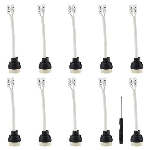 SRunDe 10 pcs GU10 Bases para Lámparas 3A 250V Casquillo Portalámparas Zócalo de Cerámica Portalámparas de Cerámica GU10 con Destornillador GU10 Socket Adapter para LED GU10 y Bombilla Halógena
