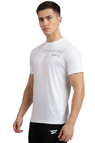 Image of Reebok Men's Polyester Gym T-Shirt - Moisture Wicking Sports T-Shirt for Men | Workout Running Training Tshirt for Men | Half Sleeve Active Tee