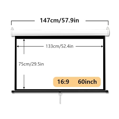 Pantalla manual retráctil de proyector 60 pulgadas 16:9 miniatura 2