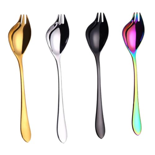 GRIRIW 4pcs Stainless Steel Salad Mixing Spoon Set for Salad Serving Sets Dual Purpose Spoon for Home Parties