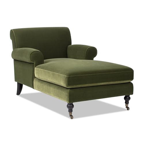 Jennifer Taylor Home Alana Lawson Chaise Lounge Chair, Olive Green Performance Velvet