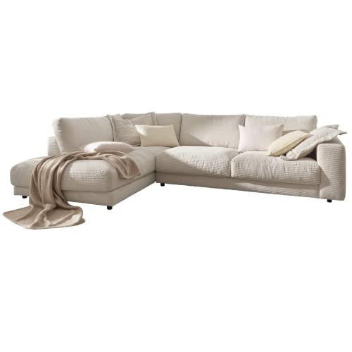 Preisvergleich Produktbild KAWOLA Big Sofa Madeline Cord cremeweiß
