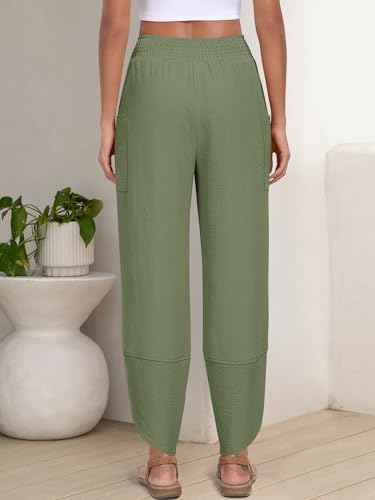 Image of ANRABESS Womens Wide Leg Palazzo Capri Pants 2026 Summer Casual High Waisted Barrel Lounge Flowy Cropped Beach Work Trousers