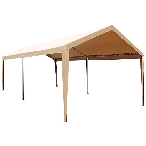 Abba Patioabba Patio 10 X 20 Ft Carport Canopy Fabric Pole Skirts Design Heavy Duty Car Tent Portable Garage Shelter For Party Wedding Garden Boat Outdoor Storage Shed With 6 Steel Legs Beige Dailymail