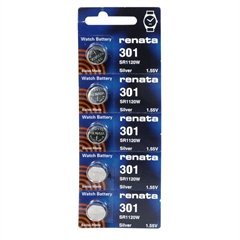 Batería Renata 301 de Óxido de Plata vendida en packs de 5 miniatura 1