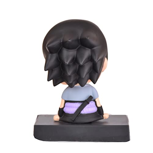 Image of AUGEN Super Hero Sasuke Uchiha Action Figure Limited Edition Bobblehead with Mobile Holder for Car Dashboard, Office Desk & Study Table (Pack of 1), Plastic